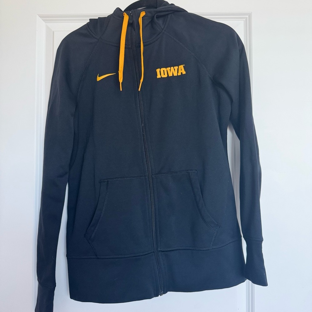 Nike Women's Black and Gold Iowa Hoodie